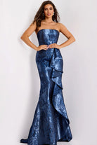 Jovani 42028 - Ruffled Accent Mermaid Evening Gown - back view