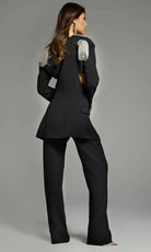 Jovani 42120 - Cropped Blazer V-Neckline Pantsuit - back view