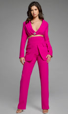 Jovani 42120 - Cropped Blazer V-Neckline Pantsuit - view 4
