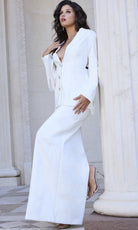 Jovani 42121 - Beaded Sleeve Column Long Gown - back view