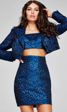 Jovani 42134 - Leopard Brocade Cropped Jacket Mini Dress - back view