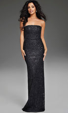 Jovani 42137 - Detachable Cape Beaded Sheath Gown - view 5