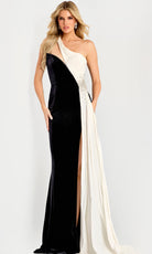 Jovani 42140 - One Shoulder Color Block Evening Gown - designer formal gown at Silhouette Dresses