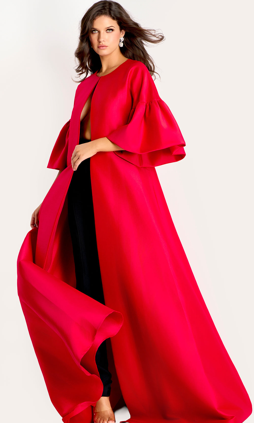 Jovani 42160 - Dramatic Cape A-Line Evening Gown - back view