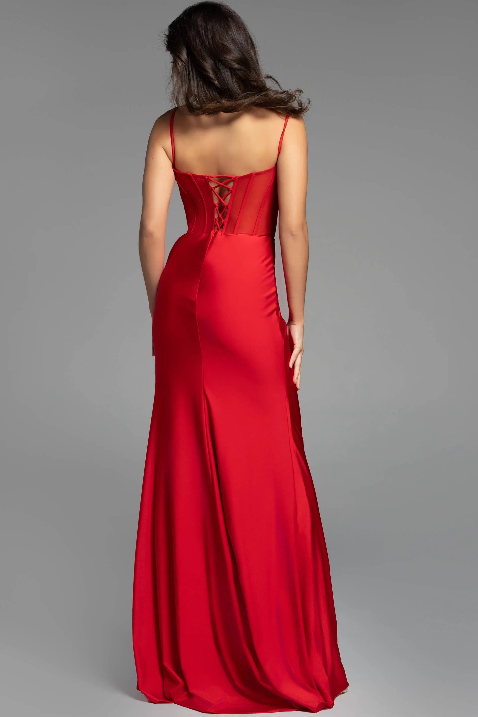 Jovani 42227 - Spaghetti Strap Applique Prom Dress - view 5