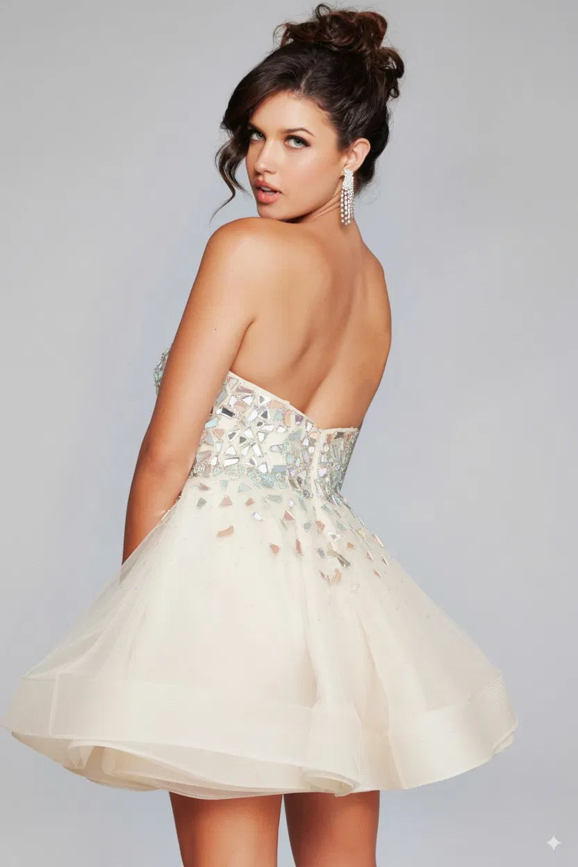 Jovani 42282 - Cut-Glass Layered A-Line Cocktail Dress - view 5