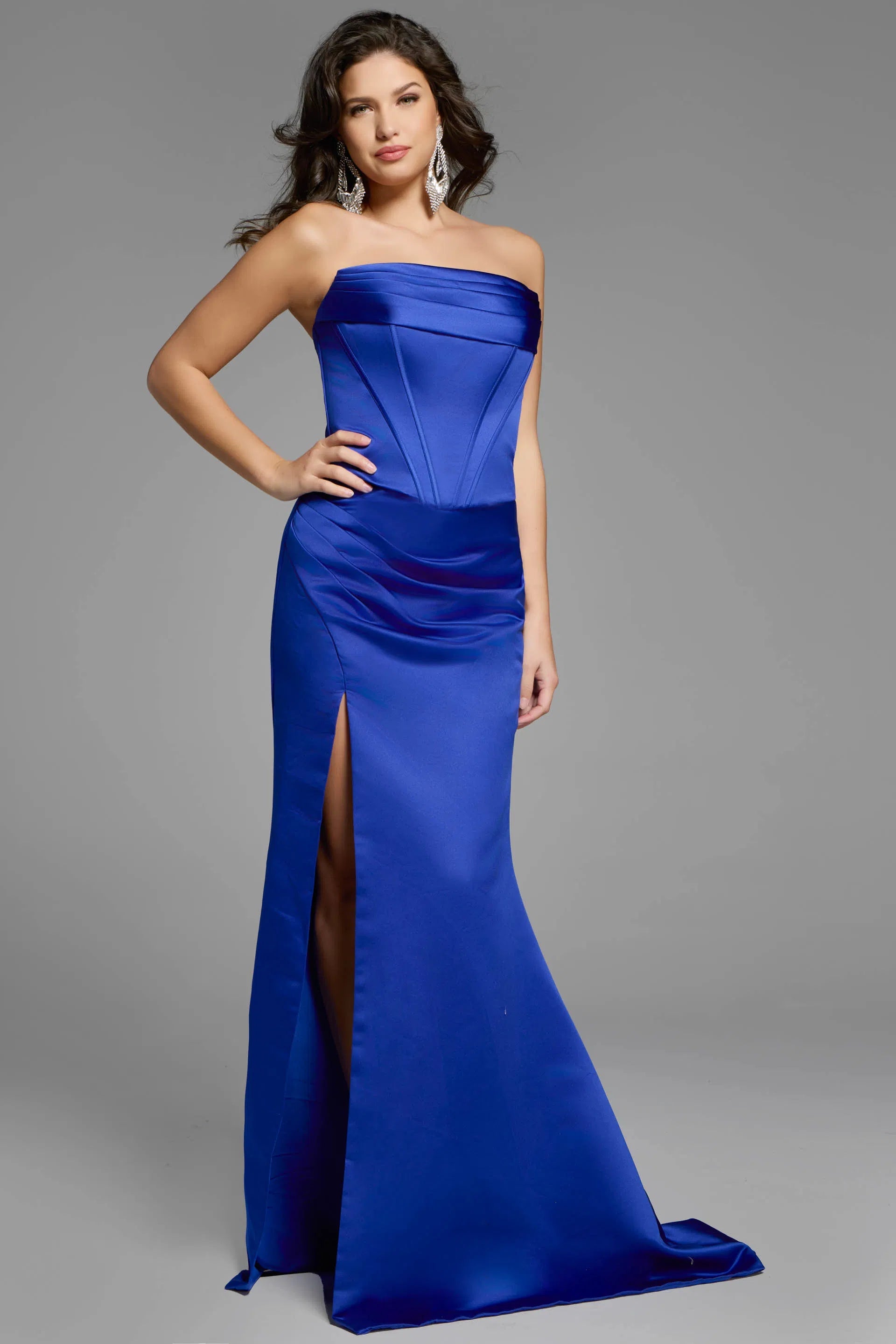 Jovani 42355 - Draped Satin Prom Dress - detail view