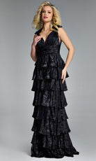 Jovani 42380 - Tiered Ruffle Deep V-Neck Evening Gown - back view