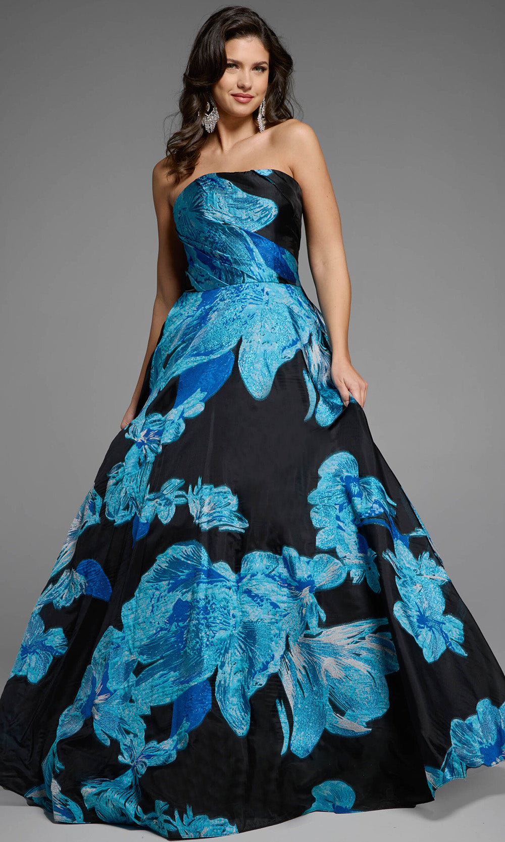 Jovani 42436 - Floral Strapless Ballgown with Oversized Bow - designer ball gown at Silhouette Dresses