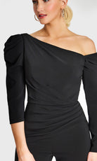 Jovani 42522 - Wide-Leg Asymmetric Neckline Jumpsuit - back view