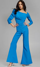 Jovani 42522 - Wide-Leg Asymmetric Neckline Jumpsuit - detail view