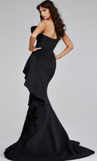 Jovani 42543 - Strapless Satin Mermaid Gown with Ruffle - back view