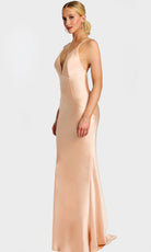 Jovani 42561 - Minimalist V-Neck Gown with Crisscross Back - back view