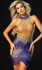 Jovani 42790 - Halter Neckline Beaded Fringe Mini Dress - view 4