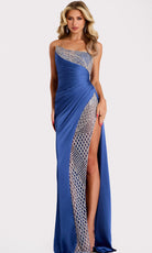 Jovani 42850 - One Shoulder Beaded Mesh Gown - designer formal gown at Silhouette Dresses