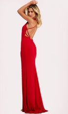 Jovani 42853 - Halter Sheath Gown with Beaded Trim - detail view