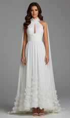 Jovani 42861 - Halter A-Line Gown with Attached Cape - detail view