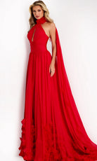 Jovani 42861 - Halter A-Line Gown with Attached Cape - back view