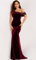 Jovani 42975 - Beaded Accent Velvet Asymmetric Gown - view 7