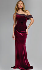 Jovani 42975 - Beaded Accent Velvet Asymmetric Gown - back view