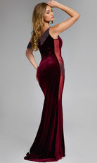 Jovani 42975 - Beaded Accent Velvet Asymmetric Gown - view 4