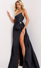 Jovani 42990 - Taffeta Asymmetric Ballgown with Crystal Bow - designer ball gown at Silhouette Dresses