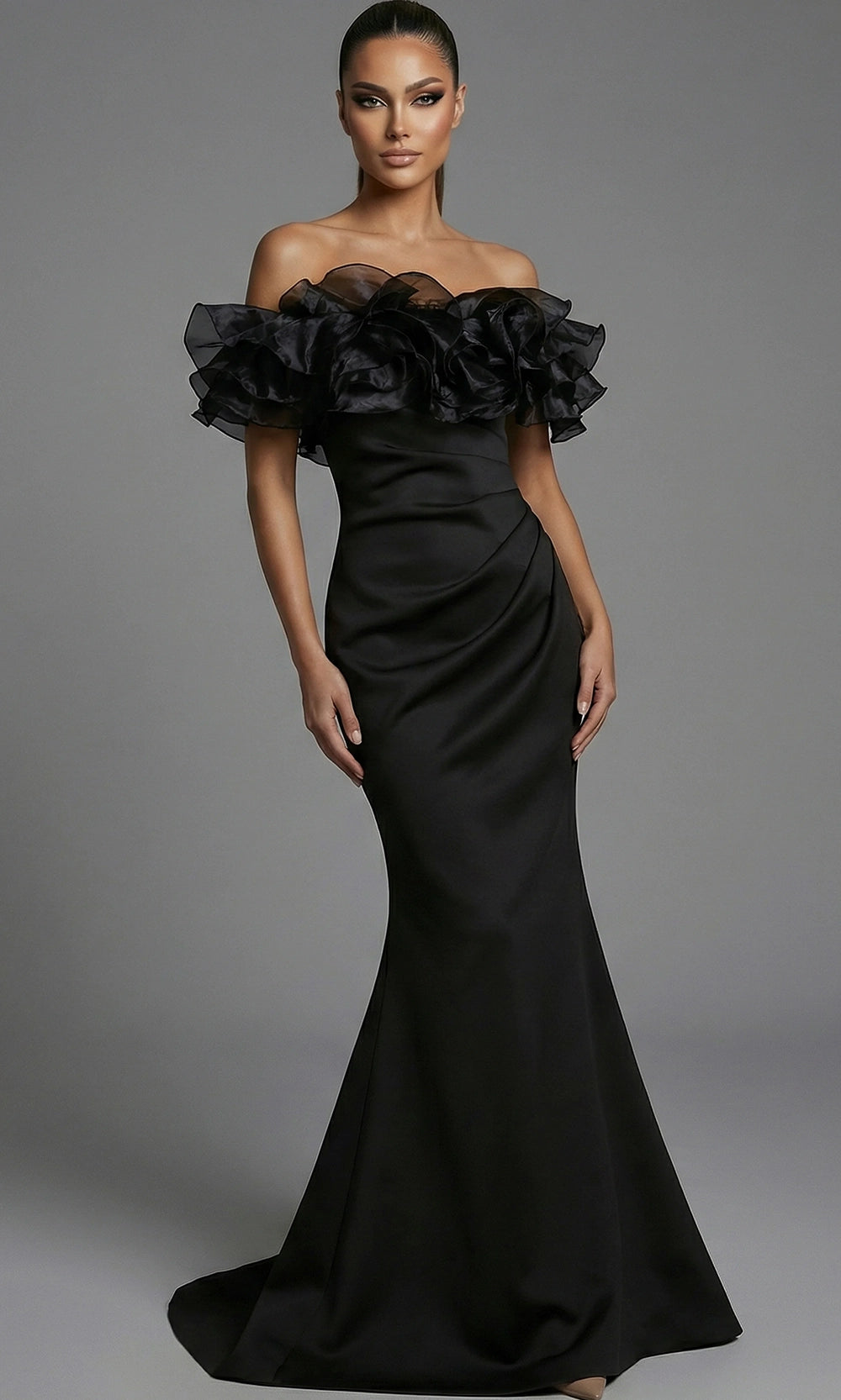 Jovani 43001 - Layered Ruffle Neckline Mermaid Evening Gown - designer prom dress at Silhouette Dresses