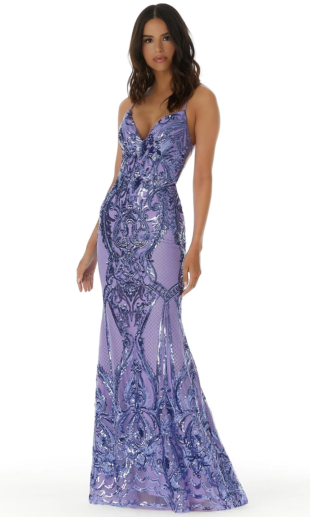 Mori Lee 49316 - Glimmering Sequin Sheath Prom Gown - view 7