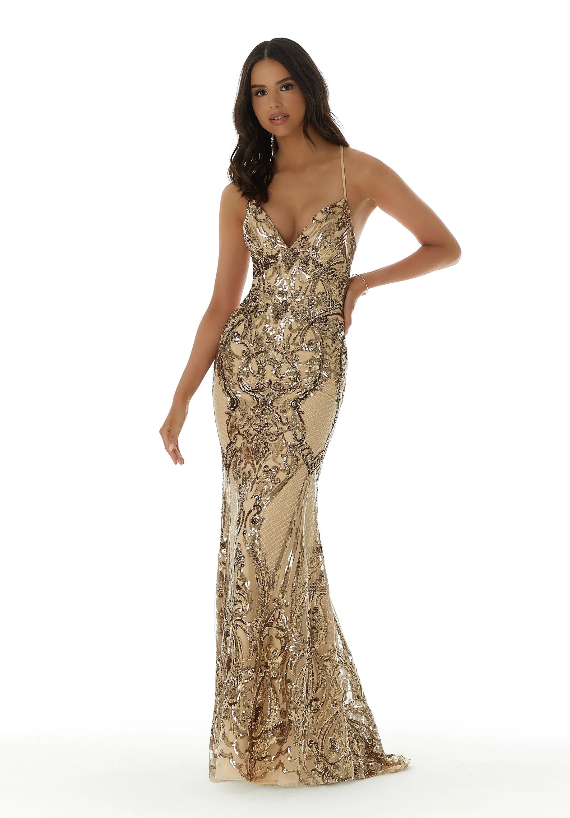Mori Lee 49316 - Glimmering Sequin Sheath Prom Gown - view 9