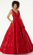 Mori Lee 49327 - Baroque Plunging Neckline Ballgown - detail view