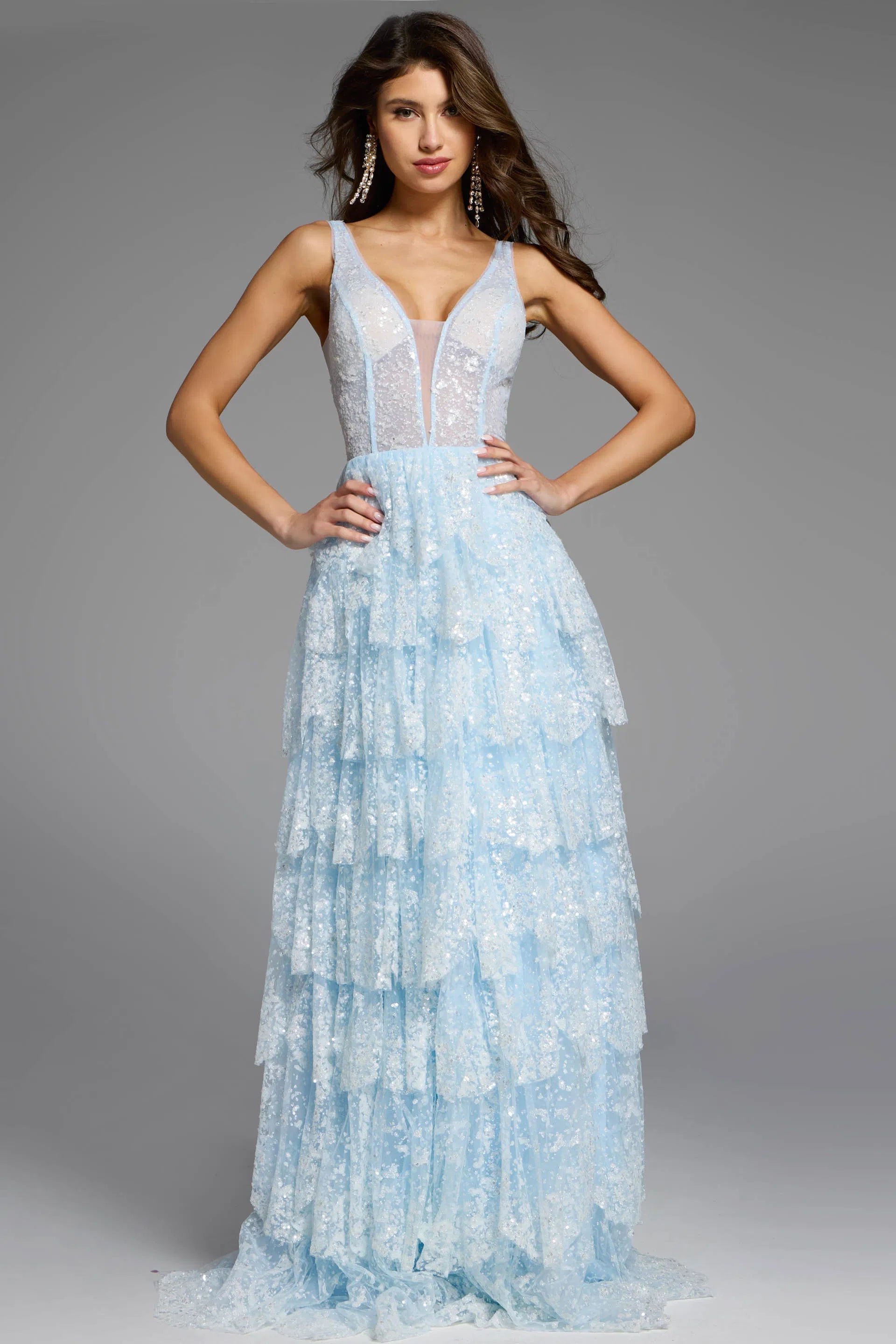 Jovani 43198 - Sequin Tiered Prom Dress - designer prom dress at Silhouette Dresses