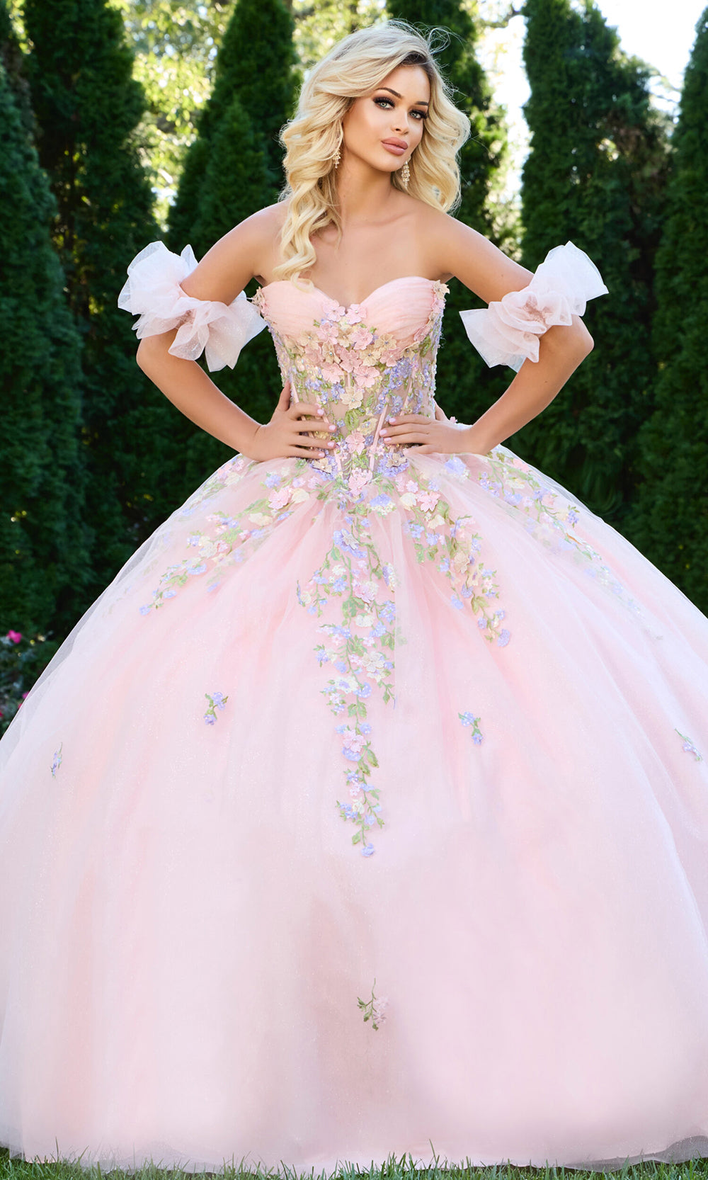 Jovani Q43231 - Floral Embellished Sweetheart Quinceanera Gown - designer quinceanera gown at Silhouette Dresses