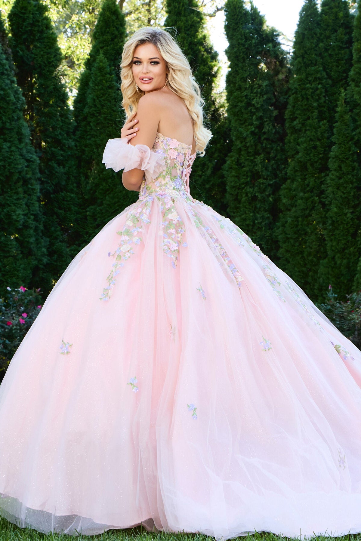 Jovani Q43231 - Floral Embellished Sweetheart Quinceanera Gown - view 5