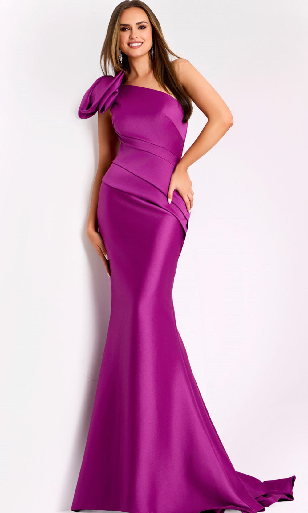 Jovani 43273 - Floral Accent One Shoulder Mermaid Gown - designer bridesmaid dress at Silhouette Dresses