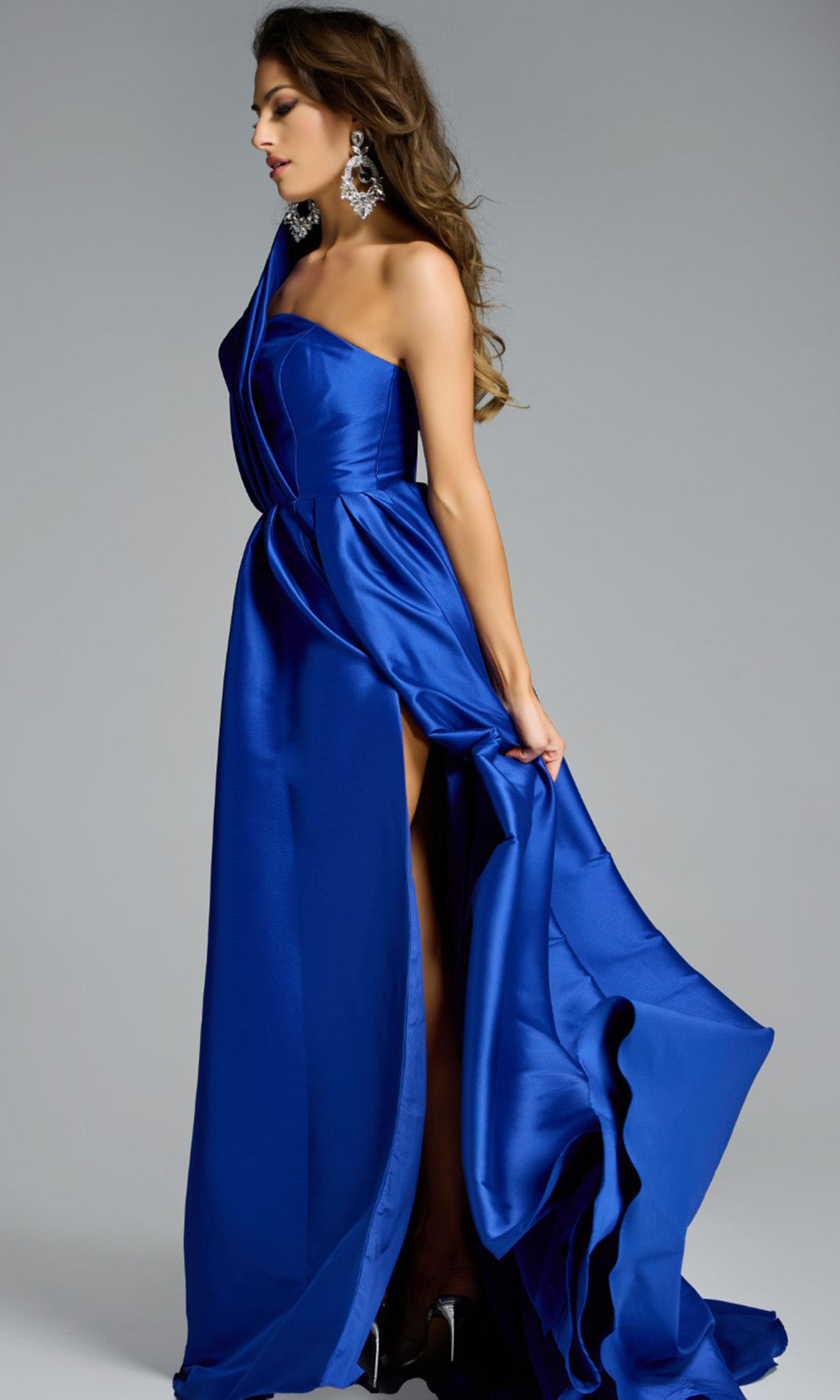 Jovani 43277 - Pleated Bodice One Shoulder Evening Gown - detail view