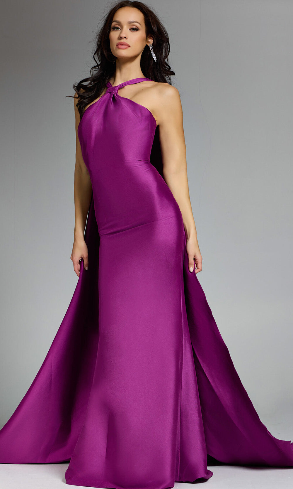 Jovani 43280 - Halter Evening Gown with Flowing Cape - designer formal gown at Silhouette Dresses