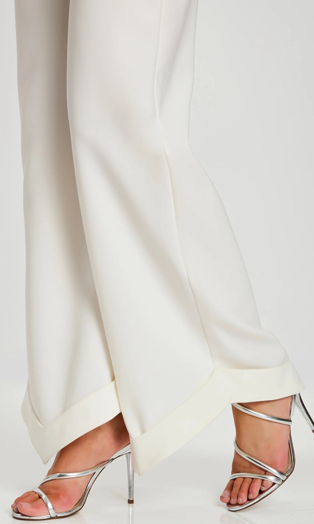 Jovani 43365 - Ruffled Lace V-Neckline Satin Pantsuit - view 5