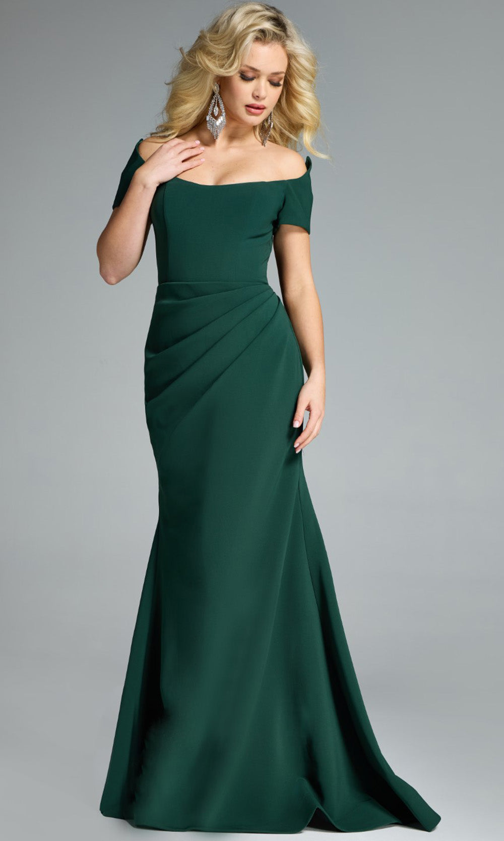 Jovani 43370 - Elegant Off Shoulder Mermaid Gown - back view