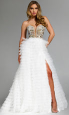 Jovani 43412 - Embellished Corset Layered Tulle Ballgown - designer wedding dress at Silhouette Dresses
