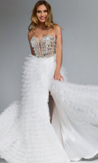 Jovani 43412 - Embellished Corset Layered Tulle Ballgown - detail view