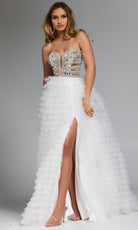 Jovani 43412 - Embellished Corset Layered Tulle Ballgown - back view