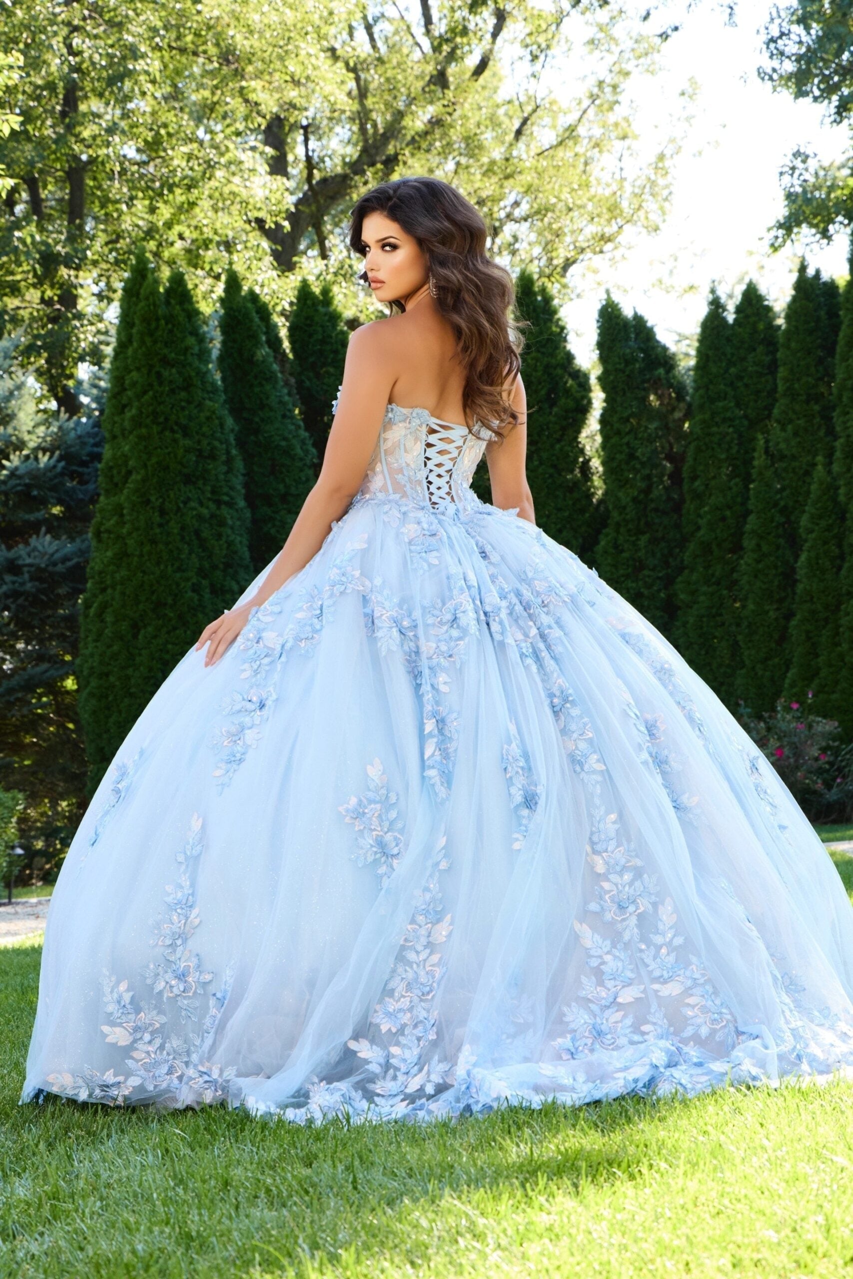 Jovani Q43433 - Floral Embroidery Princess Ballgown - view 5