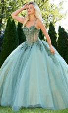 Jovani Q43437 - Beaded Lace Sweetheart Tulle Ballgown - designer quinceanera gown at Silhouette Dresses