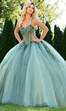 Jovani Q43437 - Beaded Lace Sweetheart Tulle Ballgown - back view