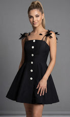 Jovani 43615 - Feather Strap Fit and Flare Taffeta Dress - designer formal gown at Silhouette Dresses