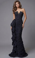 Jovani 43644 - Ruched Ornate V-Neckline Taffeta Gown - designer prom dress at Silhouette Dresses