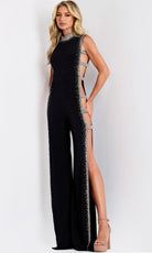 Jovani 43692 - High Neck Side Cutout Jumpsuit - detail view