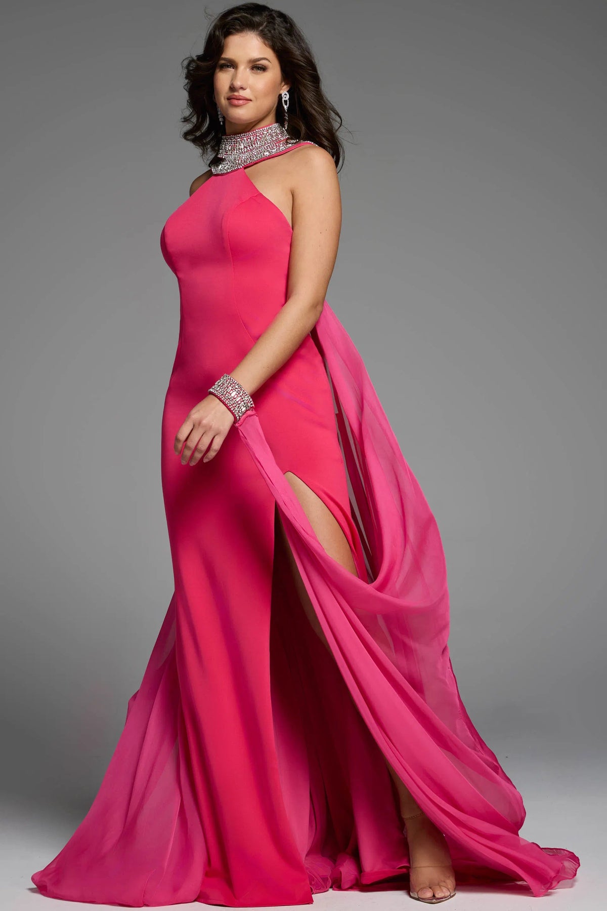 Jovani 43697 - Jeweled Halter Prom Dress - detail view