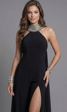 Jovani 43698 - Embellished High Neck A-Line Prom Gown - back view