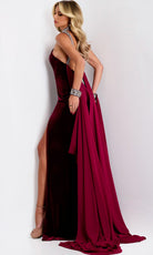 Jovani 43699 - Velvet Halter Gown with Chiffon Overlay - view 4